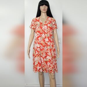 J. Jill Women's Floral Wrap Dress - Red